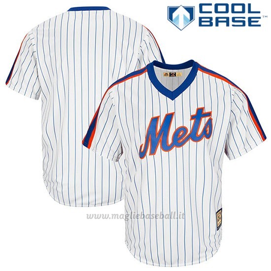 Maglia Baseball Uomo New York Mets Bianco Big And Tall Cooperstown Collezione Cool Base